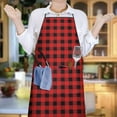 thumbnail image 6 of Red Black Plaid Checkered Pattern Apron-Garden Aprons for Women with Pockets-Cotton Linen Waterproof Kitchen Cooking Gardening Aprons Adjustable for Kitchen,Cooking,BBQ and Salon 33x27 Inch, 6 of 7