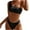Black, variant on Womens Ribbed Bikini Set Sexy One Shoulder Top with High Waisted Bottom Bathing Suits Two Piece Swimsuits Beachwear