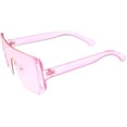 thumbnail image 3 of Oversize Rimless Shield Sunglasses Flat Top Mono Block Lens 62mm (Pink / Pink), 3 of 4