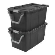 Sterilite Extra-Large Wheeled Industrial Storage Bin, 40 Gallon Durable Plastic Storage Tote with Latching Lid and Pull Handle, Dark Gray