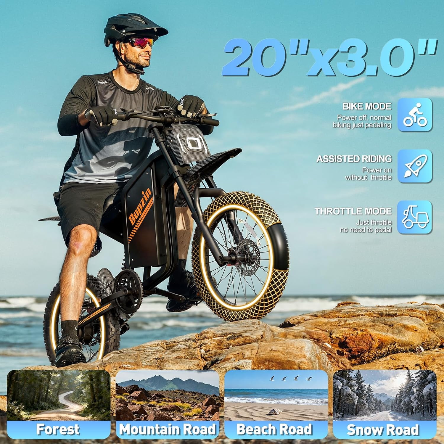 YVY Electric Dirt Bike for Adults,60V 25Ah,100Miles, Peak 2500W 38MPH Anti-theft Alarm Electric Motorcycle,20’’*3.0’’Tires, APP Control Mountain Bike UL2849