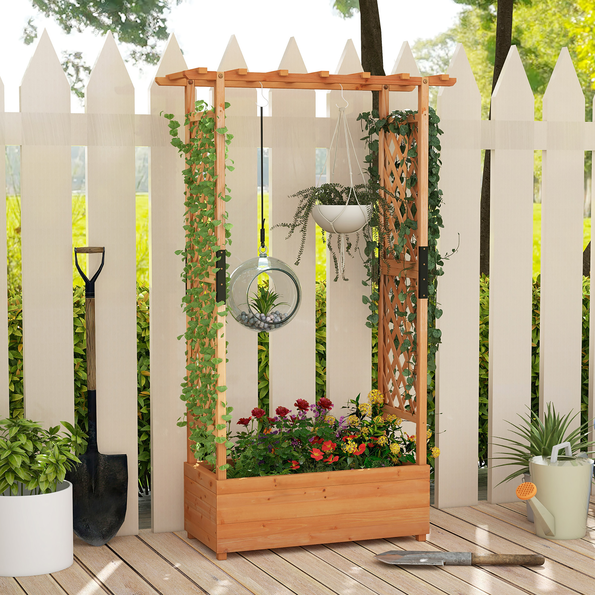 Gymax Raised Garden Bed Vertical Plant Container for Vine Climbing Plant Flower