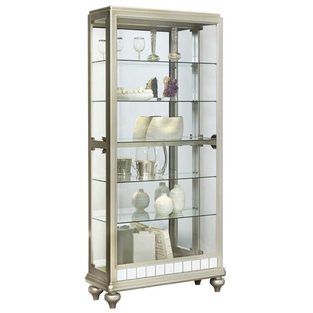 Pulaski Mirrored Metallic Side Entry Curio in Silver Walmart