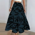 thumbnail image 5 of Women's High-End Pleated Drape Long Skirt - Lightweight Printed Elastic Waist Skirt for Commuting, Business Casual, and Formal Occasions,Dark Blue L, 5 of 5