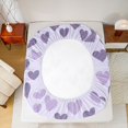 thumbnail image 5 of Homewish Purple Love Heart Twin Sheet Sets, Dreamy Cartoon Twin Fitted Sheet, Modern Fashion Flat Sheet, Microfiber Bedroom Decor, 3-Piece, 5 of 7