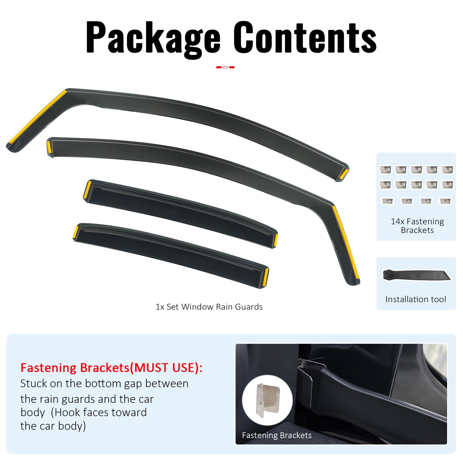Ikon Motorsports In-Channel Window Visors Sun Shades Vent Rain Guards Deflectors for 2020-2026 Toyota Corolla Sedan 4-Door Black PC Polycarbonate 4PCS
