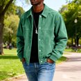 thumbnail image 4 of Men's Minimalist Solid-Colored Casual Long-Sleeve Button Jacket, Army Green, L, 4 of 5