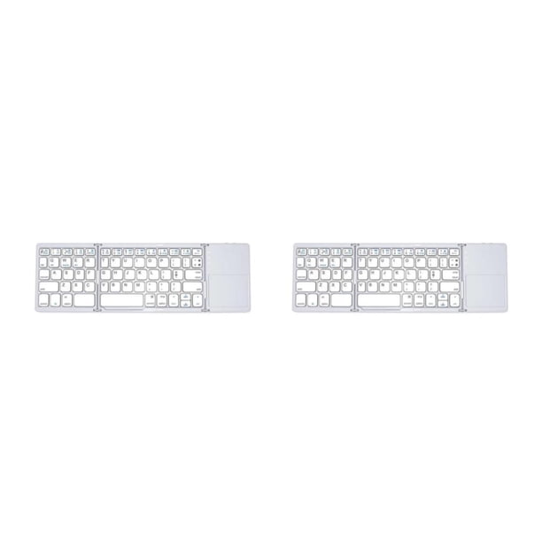 Seitruly Teclado plegable Teclados de escritorio inalámbricos recargables Suministros de computadora Comodidad Dulce regalo Tablet Touchpad Blanco 2piezas