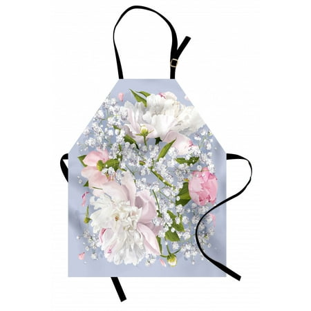 

Flowers Apron Romantic Bridal Bouquet with Peonies Leaves and Gypsophila Valentines Day Wedding Unisex Kitchen Bib Apron with Adjustable Neck for Cooking Baking Gardening Multicolor by Ambesonne