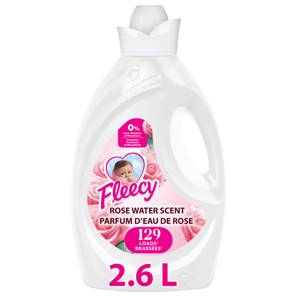 Assouplisseur de tissus concentré Fleecy Équilibre pur, parfum Eau de rose, 2,6 L