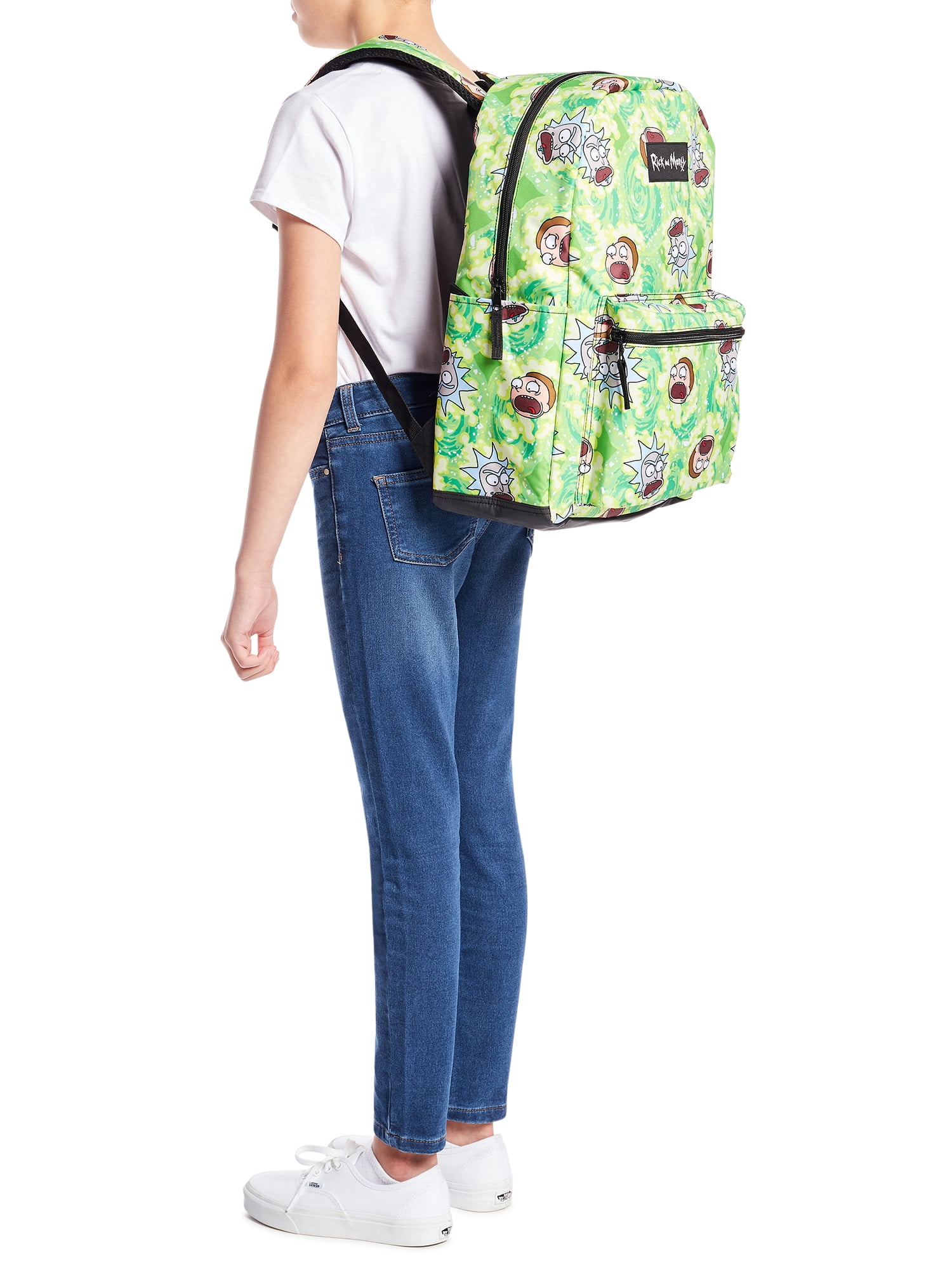 Rick & Morty Unisex Print 17" Laptop Backpack, Green