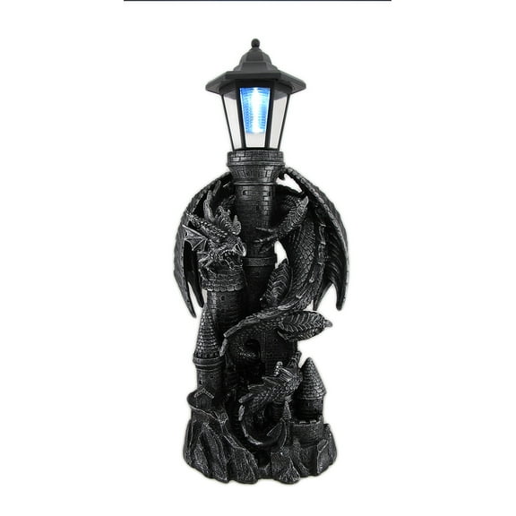 Zeckos Dragon Keeper of the Castle Light Solar LED Lantern Statue
