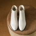 thumbnail image 5 of B91xZ Wedge Boots for Women Classic Pointed Toe Side Zipper Booties,White 8, 5 of 5