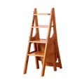 thumbnail image 4 of Luzkey Folding Step Ladder Chair Library Stairs Chair Flower Rack Ladder Stool Shelf Library Steps Bookshelf for Outdoor Bedroom Yard Brown, 4 of 8