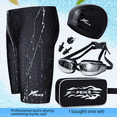 thumbnail image 2 of Bañador de cinco puntos de secado rápido para hombre, impermeable, gorro de baño con estampado de piel de tiburón y gafas, 2 of 4