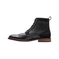 thumbnail image 5 of STACY ADAMS Mens Black Mixed Media Heel Pull-Tab Brogue Cushioned Eyelet Finnegan Wingtip Toe Stacked Heel Lace-Up Leather Dress Boots Shoes 8.5 M, 5 of 7