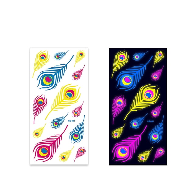 Iumwxz Fluorescent Flower Arm Stickers Face Stickers Feather Arm Stickers