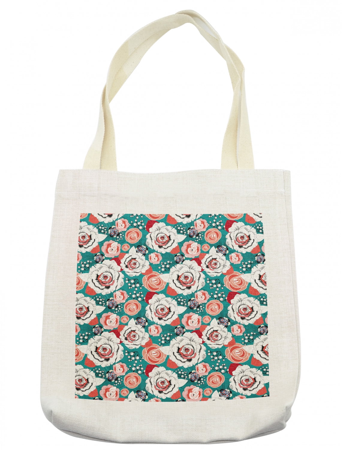 Floral Tote Bag, Flowers Arrangement Bouquet of Blossoms Colorful ...