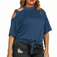 thumbnail image 2 of ECZHAW Womens Tops ,Women's Plus Size Fashion T-Shirts Crewneck Off Shoulder Tie Self Loose Tees Summer Trendy Short Sleeve Tops, 2 of 5