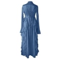 thumbnail image 3 of Women Long Sleeve Half Turtleneck Fall Dress Bohemian Relaxed Fit Maxi Flared Tiered Dress (Navy XXL), 3 of 4