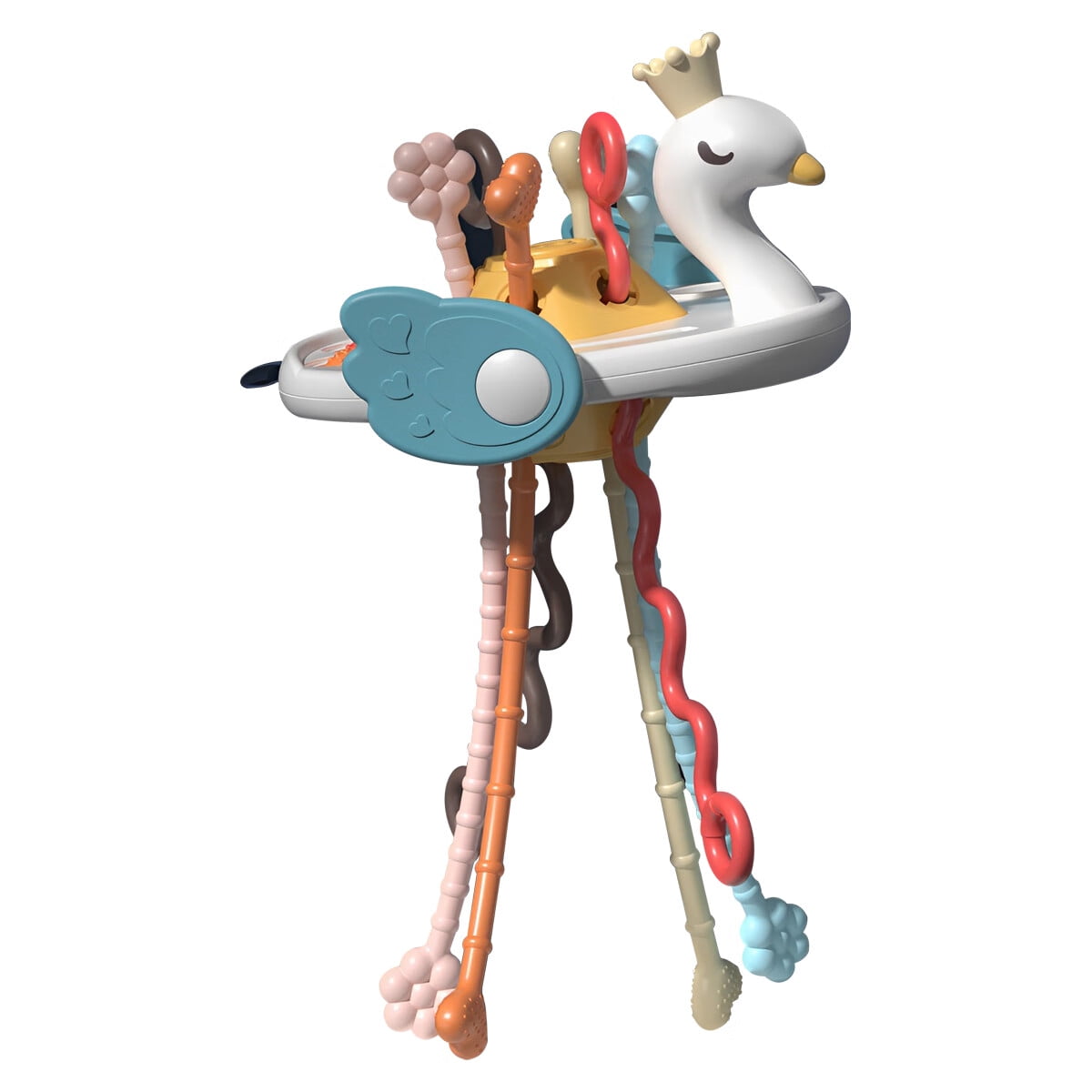 Pull String Activity Toy Foodgrade Silicone Montessori Pull String Toy Colorful Portable Baby