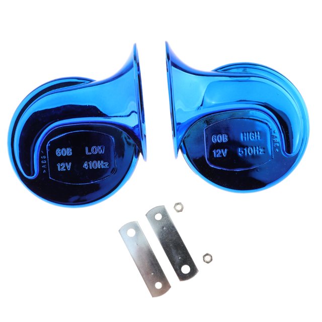 Trompetas genéricas para coche, trompetas para camiones, tonos altos y bajos, impermeables, fáciles de usar, trompetas eléctricas compactas para motor Chapado en azul.