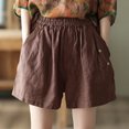 thumbnail image 2 of Jewelreauty Elastic Waist Shorts for Women Casual Cotton Linen Loose Pull On Pockets Embroidery Shorts, 2 of 7
