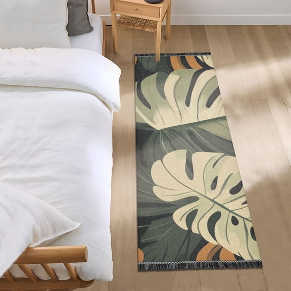 Tropical Plants Bedroom Runner Rug 2'x 6' Non Slip Carpet Indoor Home Area Rug Living Room