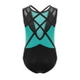 thumbnail image 4 of TSSOE Kids Girls 3-Piece Set Athletic Unitards Gymnastics Leotards Tumbling Clothes Ballet Dance Biketards Green&Black 16, 4 of 7