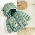 thumbnail image 5 of Spazoro Toddler Girls Hooded Puffer Jacket, Animal Print Soft Zip Up Long Sleeve Lightweight Warm Winter Outerwear for Little Girls Green Size 5-6, 5 of 9