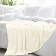 thumbnail image 2 of Unique Bargains Cable Knitted Bed Sofa Throw Blanket Beige 71" x 79", 2 of 8