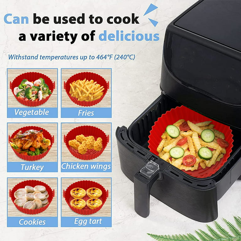 Retrok 2pcs Air Fryer Silicone Pot with Handle Fits 5QT Air fryers Liner  Heat Resistant Air Fryer Silicone Basket Round Baking Pan Air Fryer  Accessories 
