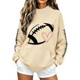 thumbnail image 2 of Womens Oversized Mock Neck Sweatshirts Game Day Long Sleeve Fall Fashion Must Haves Winter Trendy Clothes Travel Daily Outfit Baggy Plain Sports Mom Must Have Sunday Funday Baseball Mom Shirt Beige, 2 of 4