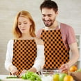 thumbnail image 3 of Orange and Black Checkered Pattern Apron-Garden Aprons for Women with Pockets-Cotton Linen Waterproof Kitchen Cooking Gardening Aprons Adjustable for Kitchen,Cooking,BBQ and Salon 33x27 Inch, 3 of 7