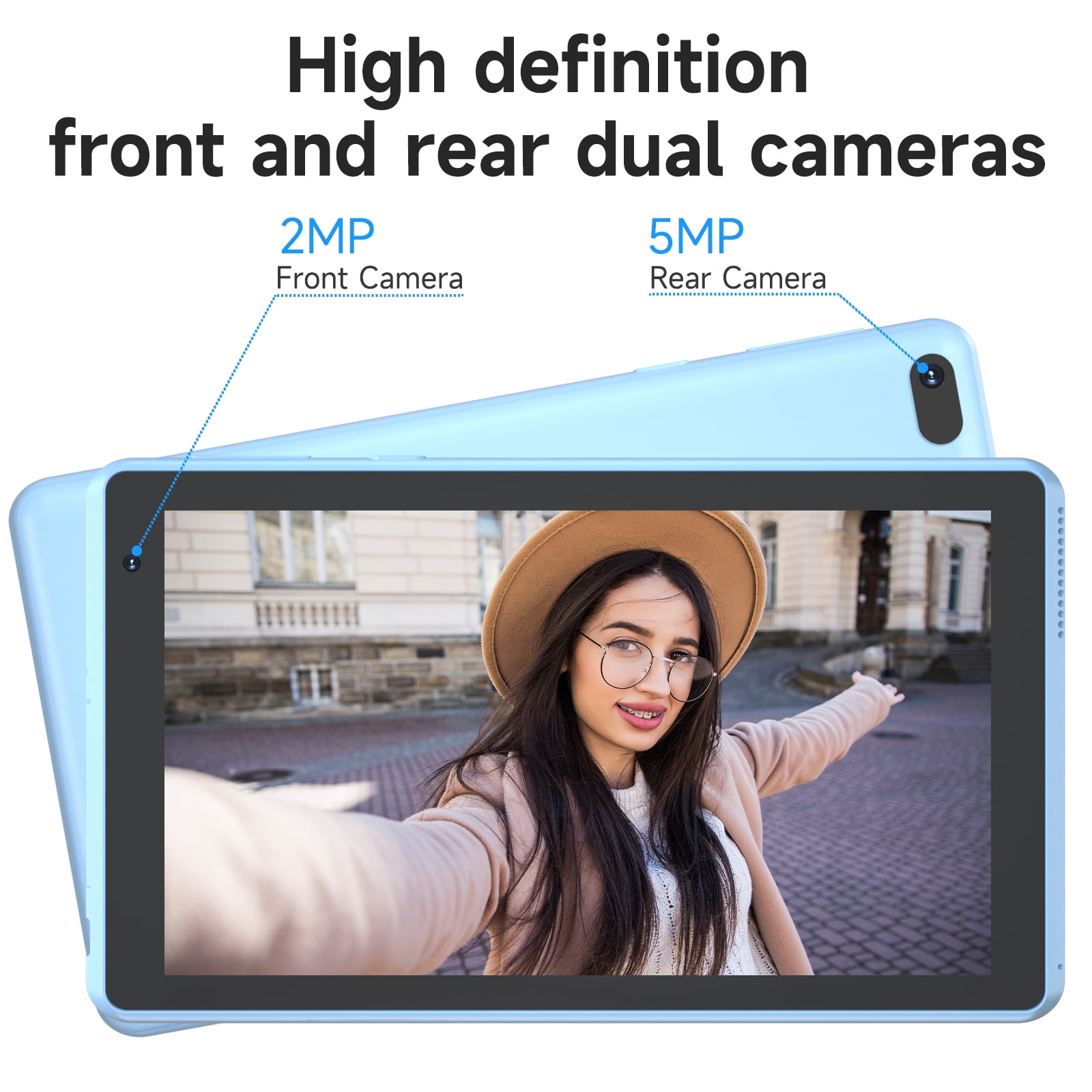 Android 15 Tablet 7 inch Tablets, 6GB RAM 32GB Storage 1TB Expand Quad-Core Processor Tablet PC, 1024 x 600 IPS HD Touch Screen, 2MP+5MP Dual Camera, 3000mAh Battery, WiFi, Bluetooth, GMS, Blue