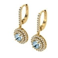 thumbnail image 2 of 1.63 ct Lever-Back Drop Dangle Earrings for Women | 5mm Round Cut Natural Aquamarine | 18K Yellow Gold, 2 of 5