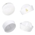 thumbnail image 2 of Fashion Navy Sailor Hat All-match Men Women Hat Casual Stylish Uniform Roll Up Brim Hat Ladies for Beach Summer White, 2 of 5