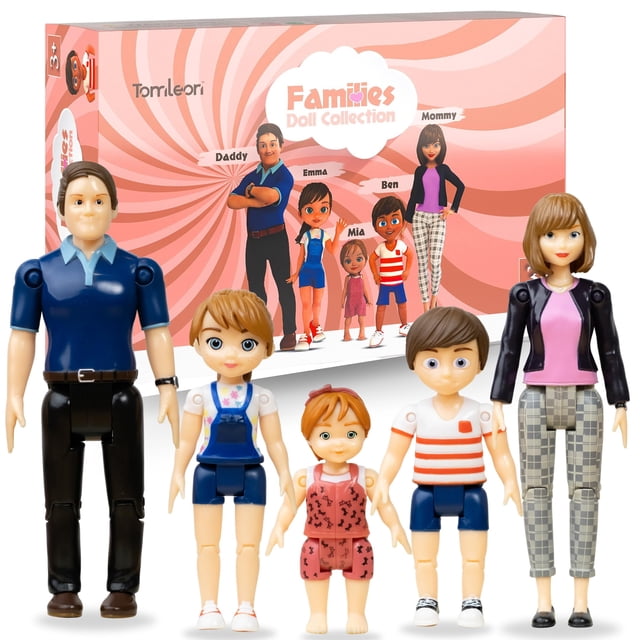 Muñecos de acción articulables TOMLEON Family de Dollhouse Dolls, 5