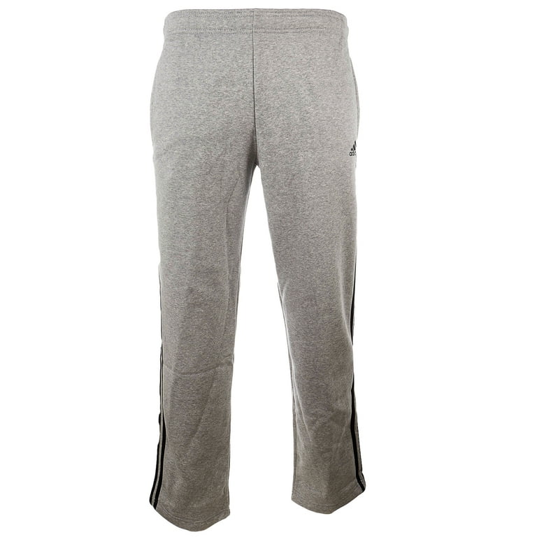 3 Pants - Mens - Grey Fleece Stripe Adidas - Medium Regular Heather/Black Fit Essentials M