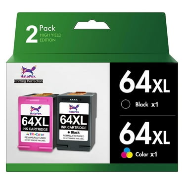 64XL Ink Cartridges Black and Color Replacement for HP 64XL Ink Cartridge Combo Pack for HP Ink 64 XL Work with HP Envy Photo 7858 7855 7155 Envy Inspire 7255e 7955e Tango Series(1 Black, 1 Tri-Color)