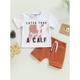 thumbnail image 2 of Wassery 2Pcs Baby Boys Summer Outfits 6 12 18 24 Months Infant Cow Letter Print Short Sleeve T-shirt and Casual Elastic Shorts Set, 2 of 8