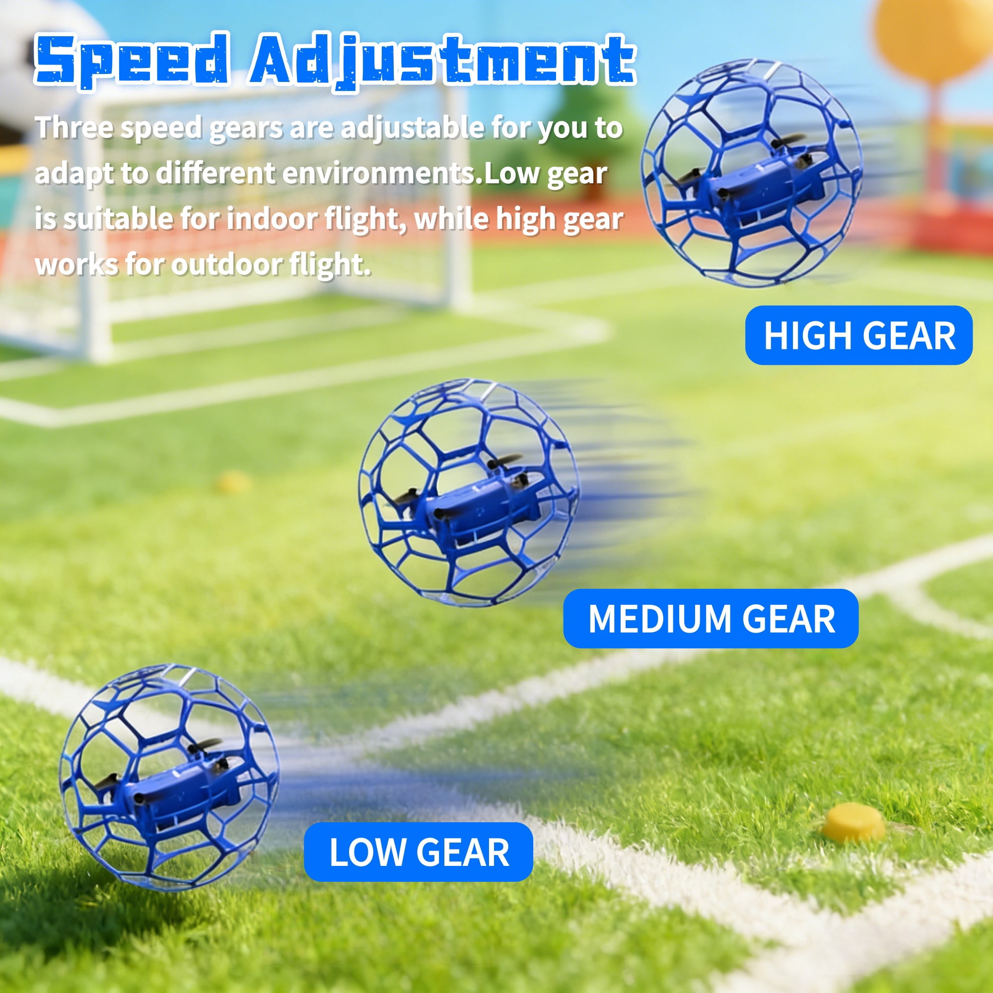 RC Flying Soccer Ball Drone for Kids, Mini Helicopter with Full Protective Net Cage, 360° Flips & LED Lights, One-Key Takeoff, Safe Indoor Outdoor Toy Gift for Boys & Girls.
