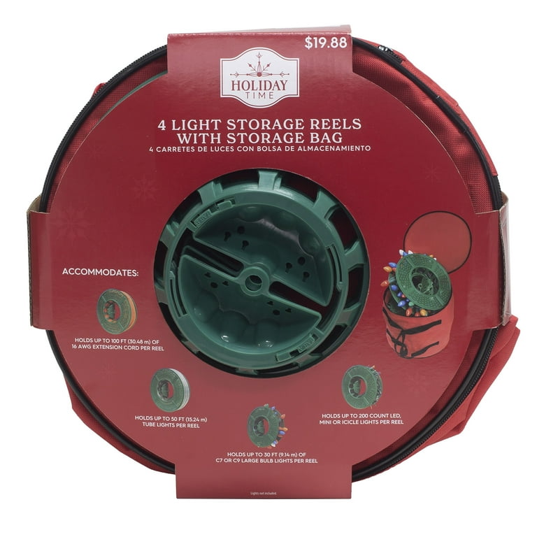 Green Christmas Light Storage Reels with Red Storage Bag, 4 Count, by  Holiday Time 