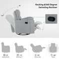 thumbnail image 3 of imerelez Upholstered Swivel Recliner Manual Rocker Recliner Chair Baby Nursery Chair with Two Removable Pillows for Living Room, Dark Grey, 3 of 9