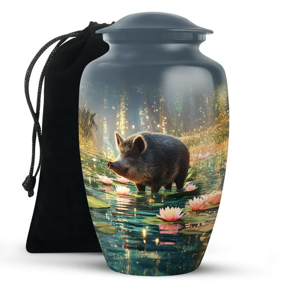 KARYLIZ Pig Urns - Funeral Urns For Human Ashes Adult Man - Blue Decorative Urn For Ashes Adult Male - Large Cremation For Women - Memorial Urn For Human Ashes Adult Female