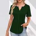 thumbnail image 2 of Camisas de Manga Corta para las Mujeres Casual Color Sólido Plisado V-Cuello Blusas, Moda Verano Top para Diario Y Fiesta, 2 of 7