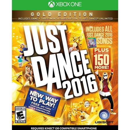 Just Dance 2016 Gold Edition  Ubisoft  Xbox One  887256014193 Introducing Just Dance 2016 - the newest game from the top-selling franchise - with a new way to play! All you need is your smartphone and the free Just Dance Controller App to play Just Dance 2016 on console  no Kinect needed. Bust a move to  Uptown Funk  by Mark Ronson ft. Bruno Mars and feel the beat in  All About That Bass  by Meghan Trainor - Just Dance 2016 features an amazing track list with visuals that are more creative and breath-taking than ever before. GOLD EDITION INCLUDES GAME + ACCESS TO 150 TRACKS - featuring a 3 month subscription to Just Dance Unlimited - access to over 150 past Just Dance hits and exclusive new tracks! Bust a move to  Uptown Funk  by Mark Ronson ft. Bruno Mars and feel the beat in  All About That Bass  by Meghan Trainor All you need is your smartphone and the free Just Dance Controller App to play Just Dance 2016 on console  no Kinect needed.