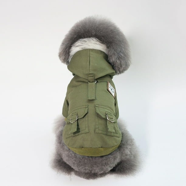 Fiudx Abrigo Estilo Militar para Perros, Chaqueta Moderna con Gorro, Abrigo de Invierno, Ajuste Cómodo, Ideal para Climas Fríos, Disponible En Varias Tallas, de La S a La Xxl.
