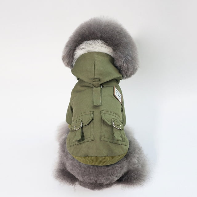 Xihbxyly Abrigo Estilo Militar para Perros, Chaqueta Moderna con Gorro, Abrigo de Invierno, Ajuste Cómodo, Ideal para Climas Fríos, Disponible En Varias Tallas, de La S a La Xxl.