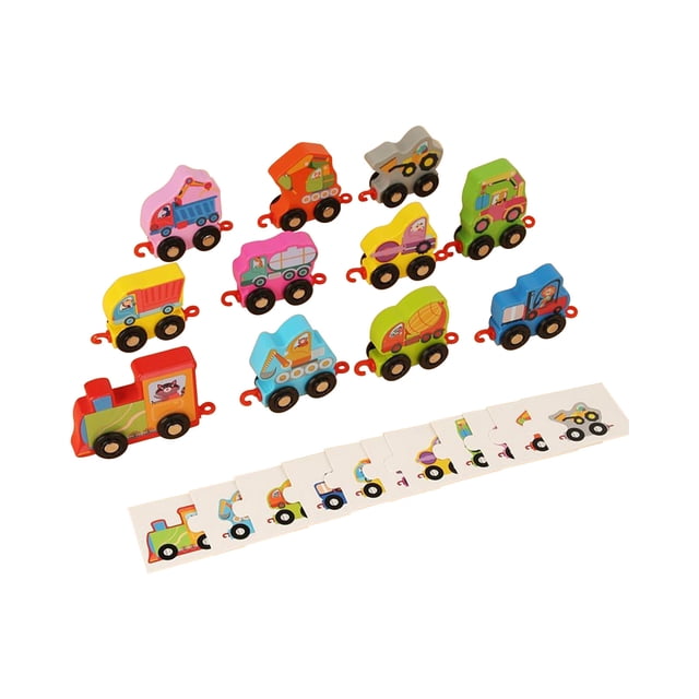 Wooden Dinosaur Train Building Blocks Set, 11-Piece Educational Toy for Color Recognition and Sequencing, Fine Motor Skill Development for Kids Ages 3+